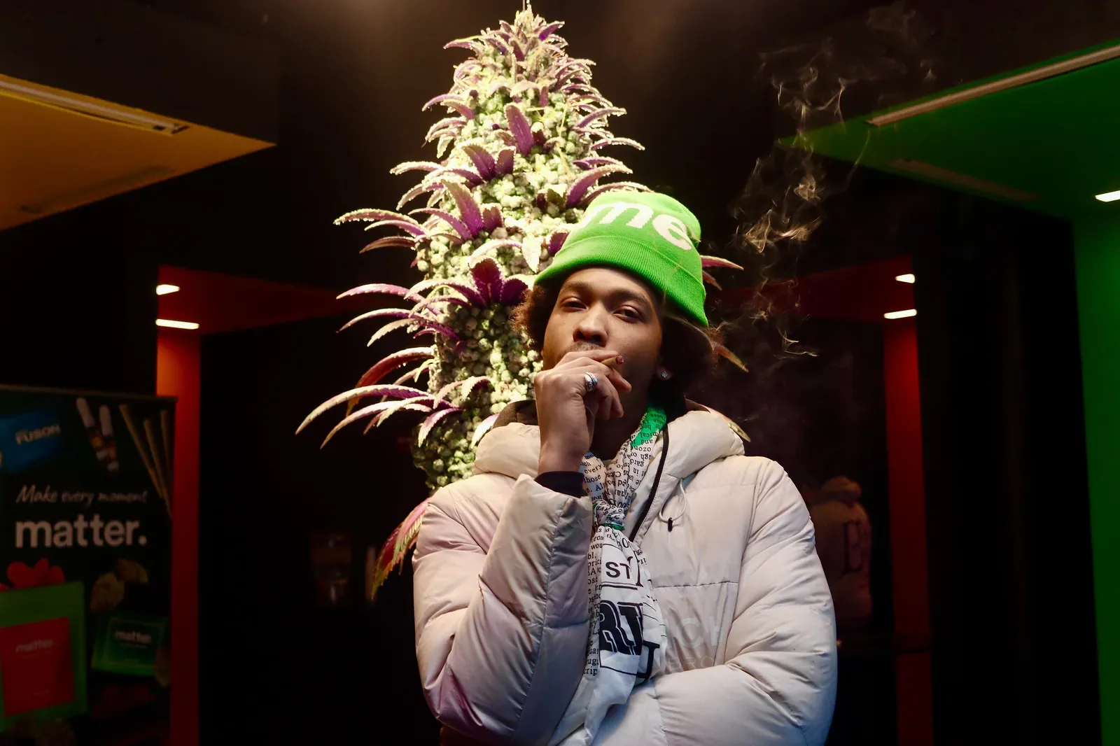 Stash House cannabis flower display