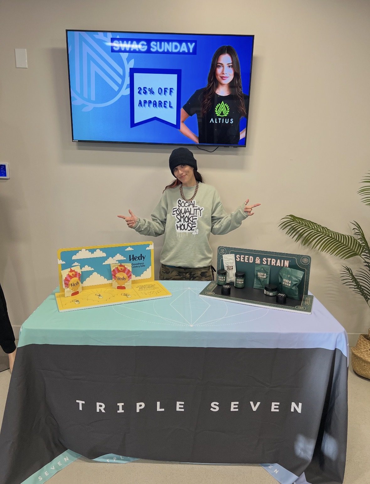 A SESH rep at a Triple Seven brand activation