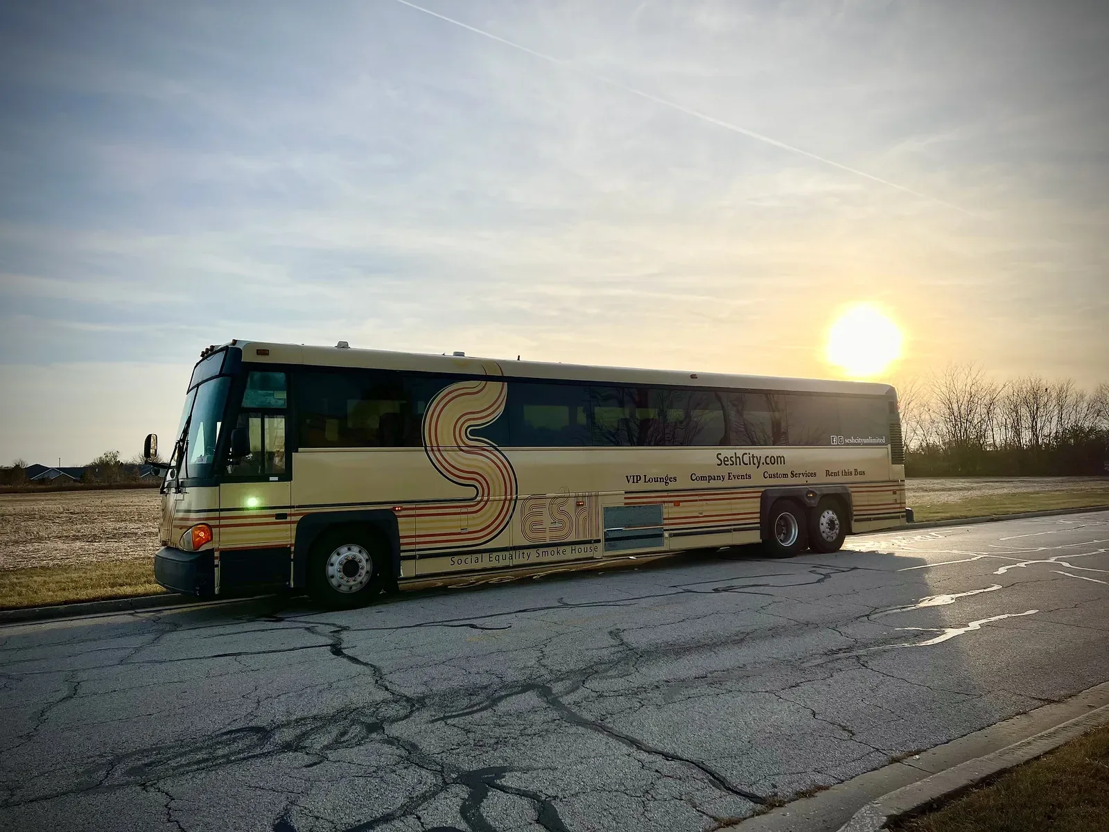 The SESH Bus at sunset